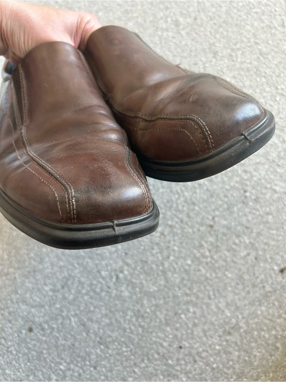 ECCO Men's Helsinki Brown Slip-On Leather Dress Shoes EU 46 / US 12-12.5